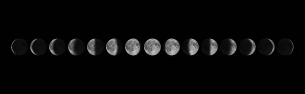 Fases da Lua. Ciclo lunar. — Fotografia de Stock